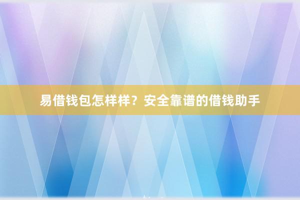 易借钱包怎样样？安全靠谱的借钱助手